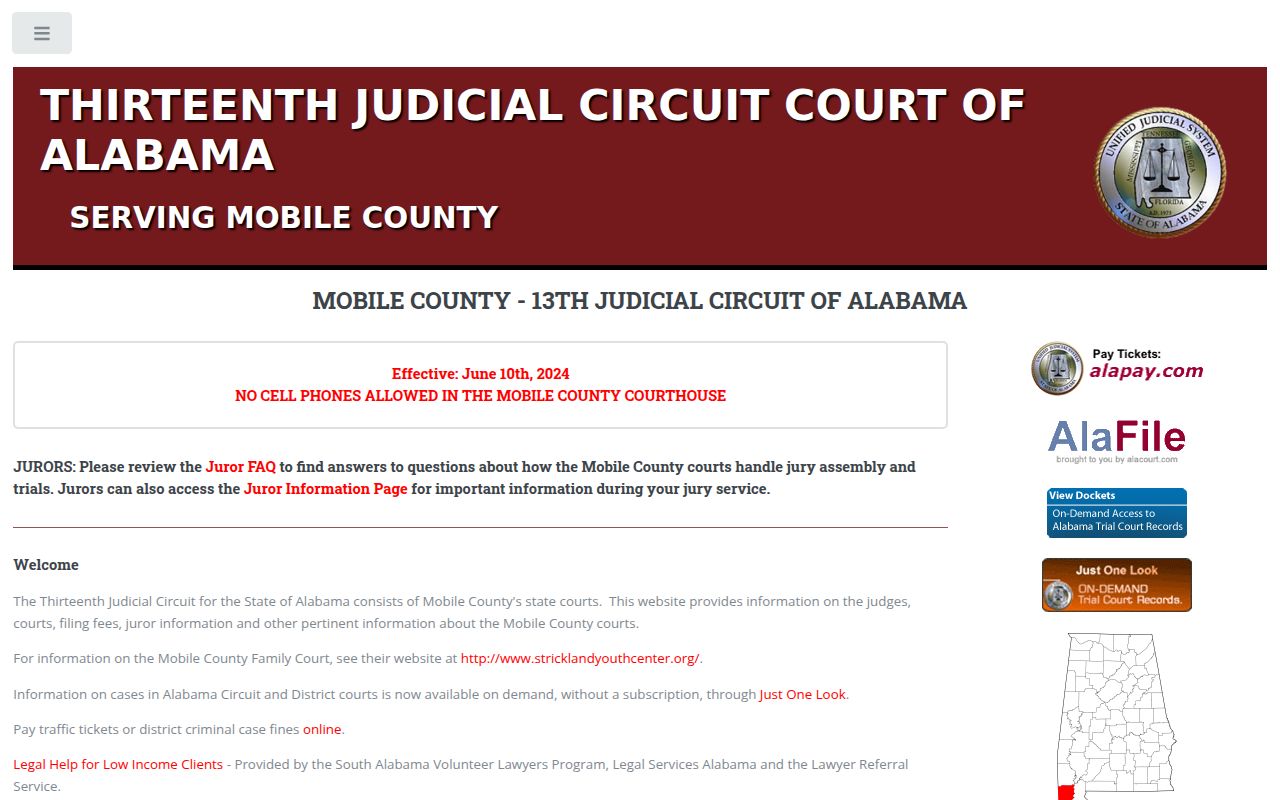 Mobile County Court System website